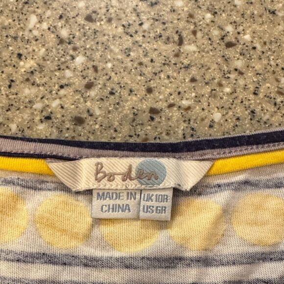 BODEN Polka Dot Striped Scoop Neck Short Sleeve Dress - Picture 2 of 10